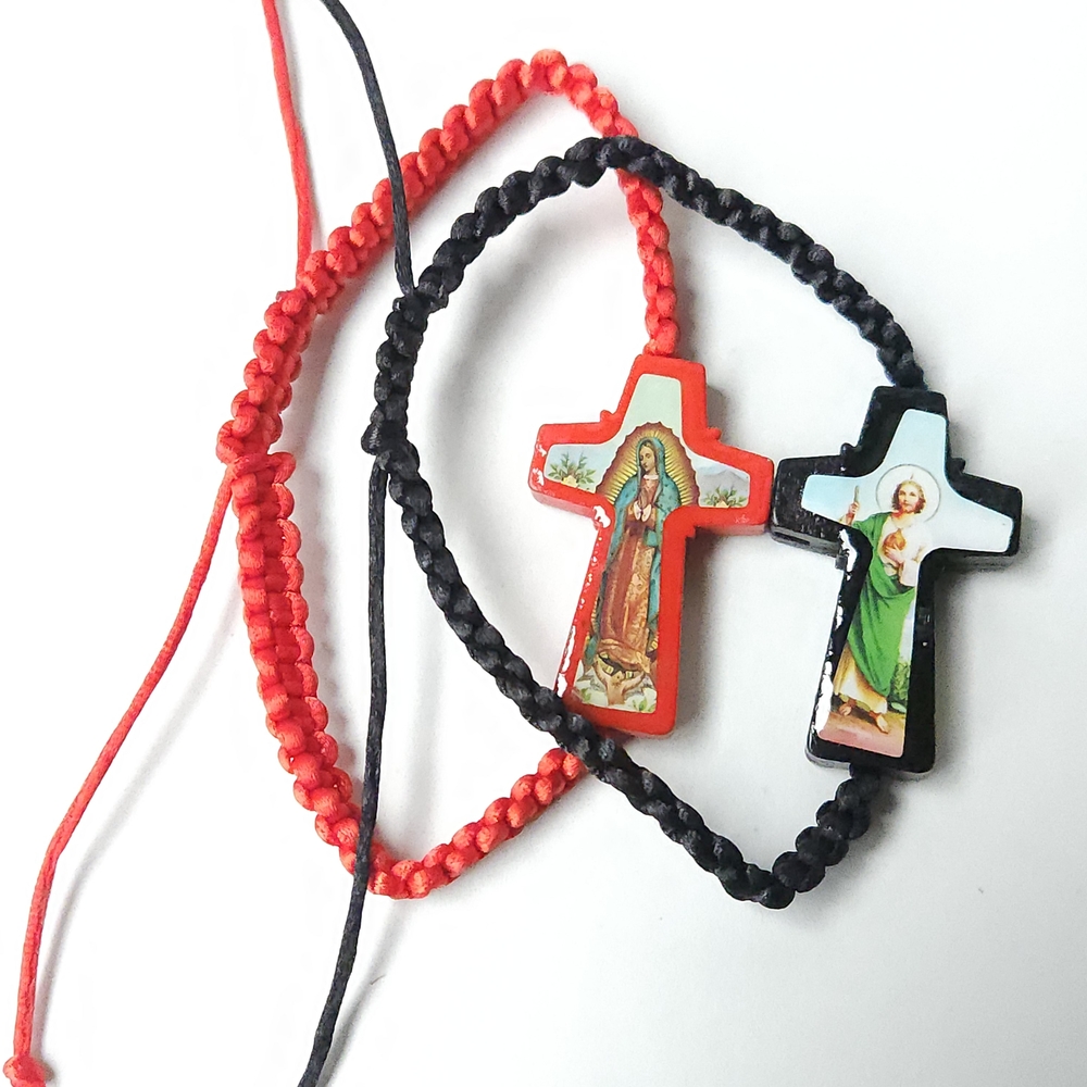 Religious Cross Bracelets in Red and Black